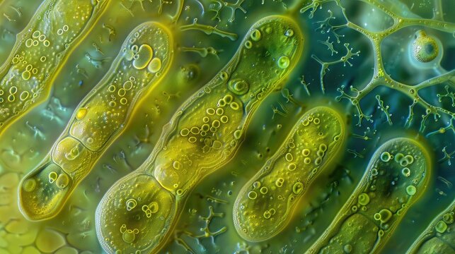 Euglena single cell flagellate eukaryotes under the microscope