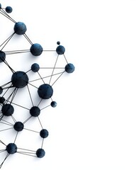 Abstract network structure with black lines and blue nodes, representing connectivity and relationships in modern design.