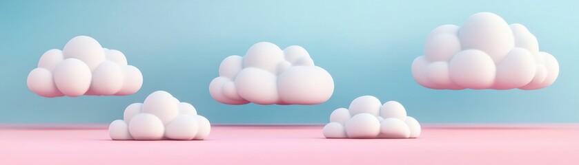 A serene scene showcasing fluffy clouds against a pastel background, perfect for invoking tranquility and creativity.