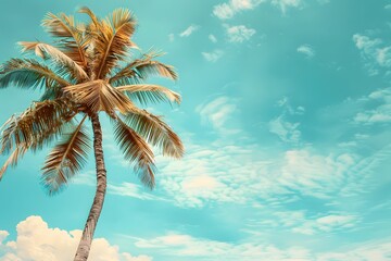Serene Palm Tree Against a Bright Blue Sky