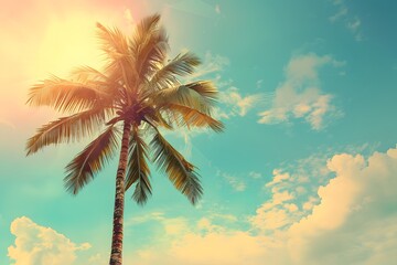 Serene Palm Tree Against a Bright Sky
