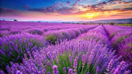 Obraz premium Lavender field in full bloom surrounded by vibrant flowers and purple hues, lavender, field, bloom, nature, flowers
