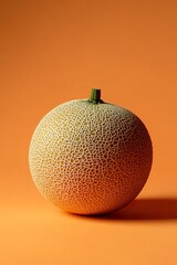 A simple Cantaloupe, solid in color and pattern on a solid background