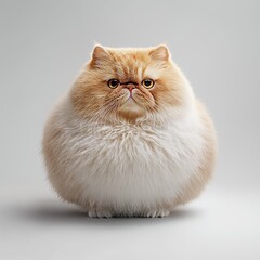 Fototapeta premium A fat Persian cat is portrait on a white background with a cutout of the face