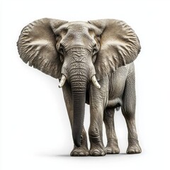 Fototapeta premium Isolated transparent background of an elephant's front view, its full body