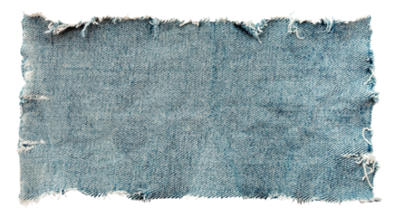 Piece of torn denim on a white background. Denim texture