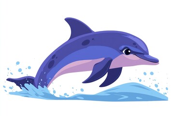 Obraz premium Cartoon Dolphin Jumping Out of Water