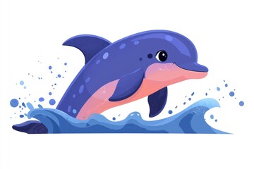 Fototapeta premium Cartoon Dolphin Jumping Out of the Water