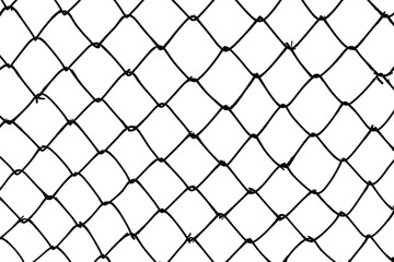 The texture of the metal mesh. Torn, destroyed, broken metal mesh on a white background
