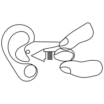 ear with fingers inserting earplug clip art preview