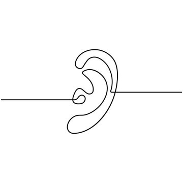 recommend clip art: Ear  single line art, continuous one line drawing of  Isolated outline vector art 
                    