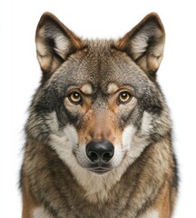 Obraz premium A close-up shot of a gray wolf isolated on white