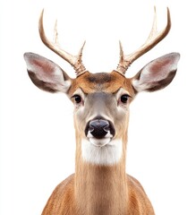 Fototapeta premium A closeup of a deer head isolated on a white background