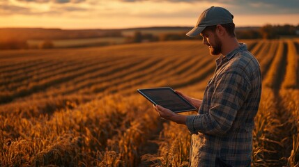 Farmer Using Tablet.