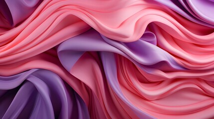 Obraz premium Abstract Pink Purple Fabric Waves, Elegant Drapery, Fashion Design, Soft Texture, Grainy Effect, Modern Wallpaper, Poster, Cover Template, Close-Up, Fluid Shape
