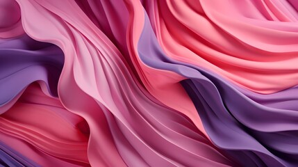 Obraz premium Abstract Pink Purple Fabric Waves, Elegant Drapery, Fashion Design, Soft Texture, Grainy Effect, Modern Wallpaper, Poster, Cover Template, Close-Up, Fluid Shape