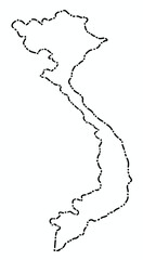 Doodle freehand dash line drawing of Vietnam map.