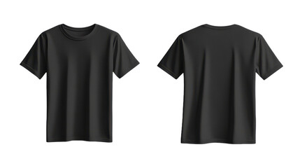  Black Round-Neck T-Shirt Mockup: Front and Back View on Transparent Background, PNG file, graphic resources 