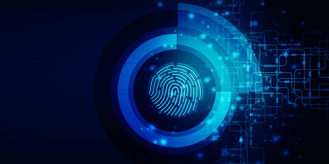 2d Illustration Fingerprint Scanning Technology Concept 

