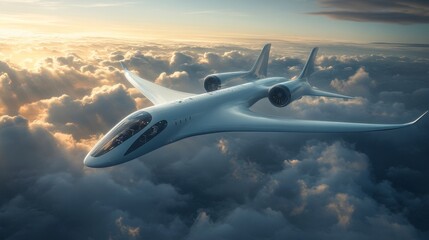 Futuristic Plane Clouds.