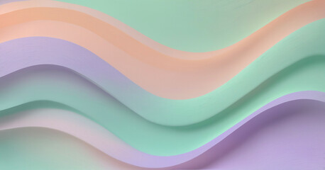 Fototapeta premium Abstract pastel waves with a smooth gradient, ideal for backgrounds or wallpapers. Soft hues of purple, pink, and green create a calming effect.