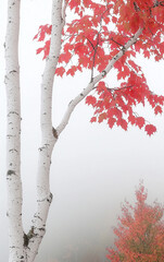 In hazy fog, birch trees, maple leaves.
Generative AI