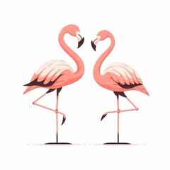 Obraz premium Beautiful flamingo bird illustration isolated on a white background Minimalist