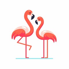 Obraz premium Beautiful flamingo bird illustration isolated on a white background Minimalist