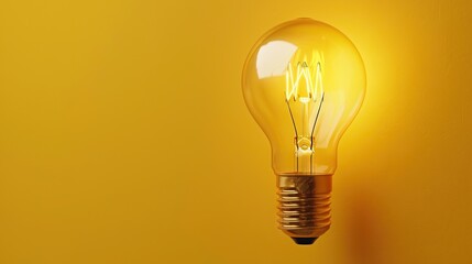 Creative thinking ideas brain innovation concept. Light bulb on yellow background