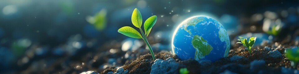 Fototapeta premium Vibrant Abstract Earth Day Illustration: Eco-friendly Concept for World Environment Day. Sustainable Green Energy and ESG Themes in Creative Design. Perfect for UI, Web Posters, and 4K Wallpapers Prom