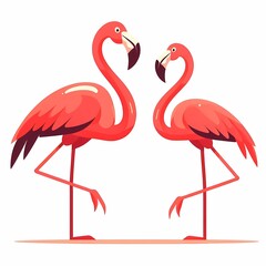 Obraz premium Beautiful flamingo bird illustration isolated on a white background Minimalist