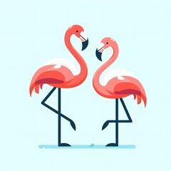 Fototapeta premium Beautiful flamingo bird illustration isolated on a white background Minimalist