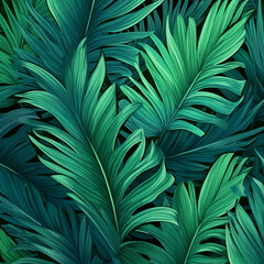 Fototapeta premium turquoise and green tropical leaves. Seamless graphic