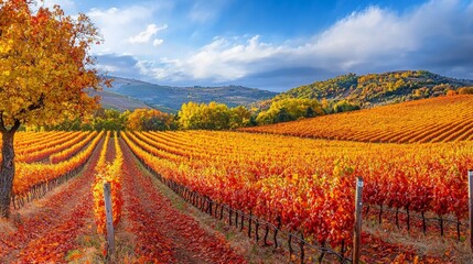 Autumn Vineyard Landscape.