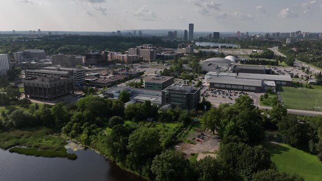 Static establishing shot of Carleton University Ottawa Aerial