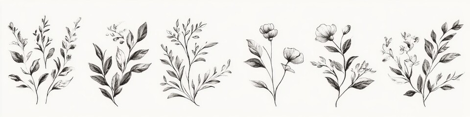 Elegant Hand-drawn Design Elements: Vintage-inspired Floral Frames, Ornate Corners, and Calligraphic Swirls. Versatile Collection for Artistic UI, Web Posters, and 4K Wallpapers. Perfect for Creative 