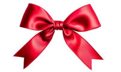 Fototapeta premium Vibrant Red Satin Ribbon Bow, Elegant Decorative Gift Wrapping Element for Christmas, Birthday, and Special Occasions, Luxurious Ribbon Accessory