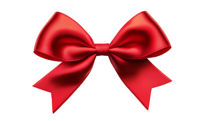 Vibrant Red Satin Ribbon Bow, Elegant Decorative Gift Wrapping Element for Christmas, Birthday, and Special Occasions, Luxurious Ribbon Accessory