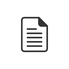 Document, file, folded paper with a text outlined black illustration isolated. Vector icon in flat style