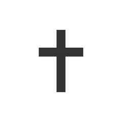 Christian cross black isolated faith symbol on white background. God sign. Vector icon in flat style