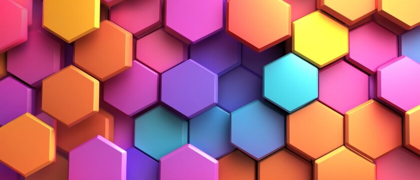 Colorful hexagon pattern background with vibrant tones, creating an energetic and playful design