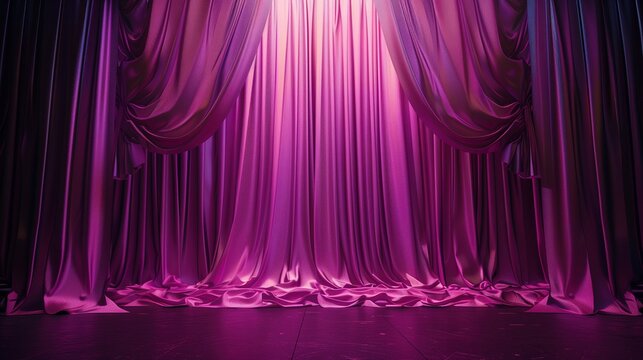 Beautiful theater curtains in magenta colors