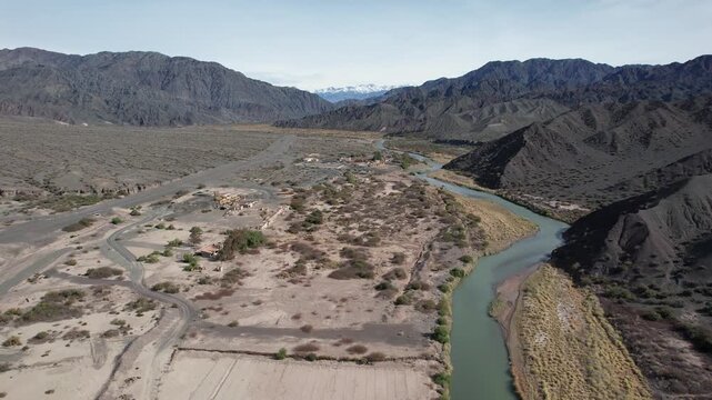 Aerial view of an old abandoned aluminum sulphate mine, in San Juan, Argentina.