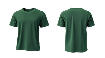 Green Round-Neck T-Shirt Mockup: Front and Back View on Transparent Background