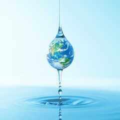 Creative Water Droplet and Earth Design: Eco-Friendly Concept for World Water Day, Earth Day, and Environmental Awareness. Sustainable Development, Green Energy, and ESG Principles Illustrated. Perfec