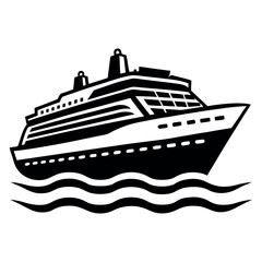 Obraz premium Modern Cruising Ship silhouette vector illustration. 