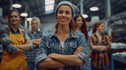 Fototapeta premium Confident women workers at garment business.
