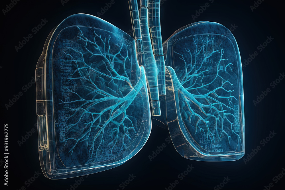 Aufkleber Artificial implant science concept with technological AI lungs on the circuit board.