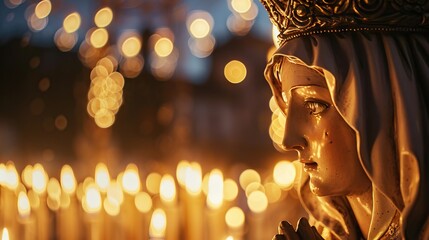 Statue of Our Lady of Fatima at the procession of the candles at the Sanctuary of Our Lady of Fatima
