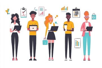 Obraz premium Diverse Team of Young Professionals Working on a Project Together